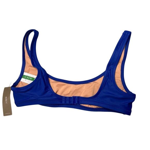 J.Crew Heritage Scoop Neck Bikini Top Blue Swimwear Medium NWT - Picture 2 of 3